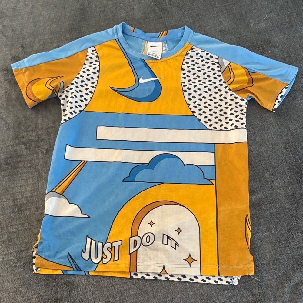 Nike Kids Blue and Yellow Graphic Dri-Fit Tee